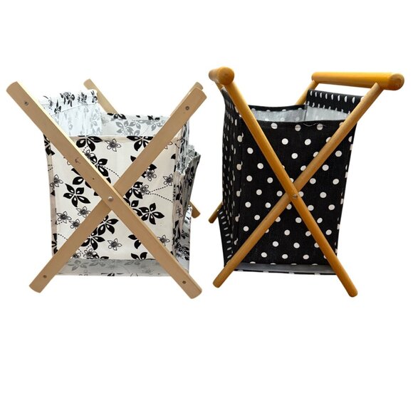 TWO Foldable Magazine Yarn Caddies Holder Floral & Polka Dot Designs Lightweight - Picture 4 of 8